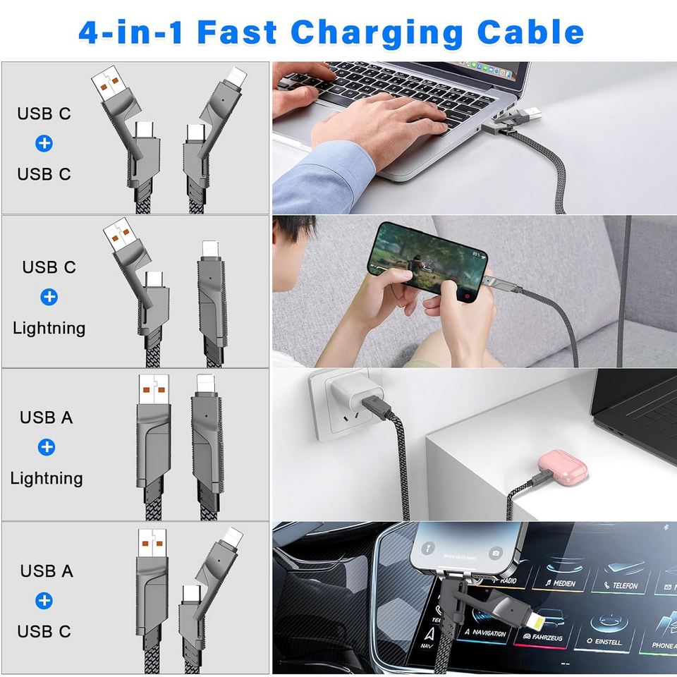 CABLE MULTICONECTOR 4 EN 1 (ADIÓS ENREDOS)